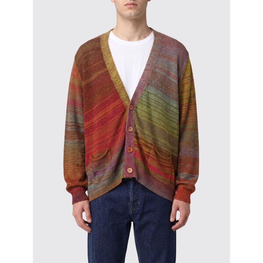 Magliano Men Striped Cotton Cardigan With Logo Magliano
